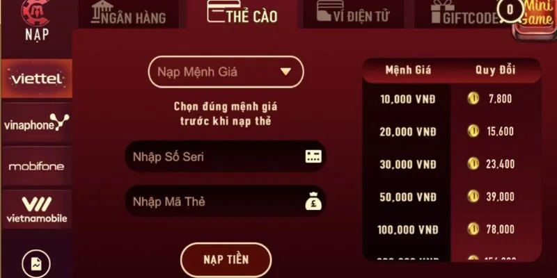 Tôi có những lựa chọn nào để thực hiện việc nạp tiền?